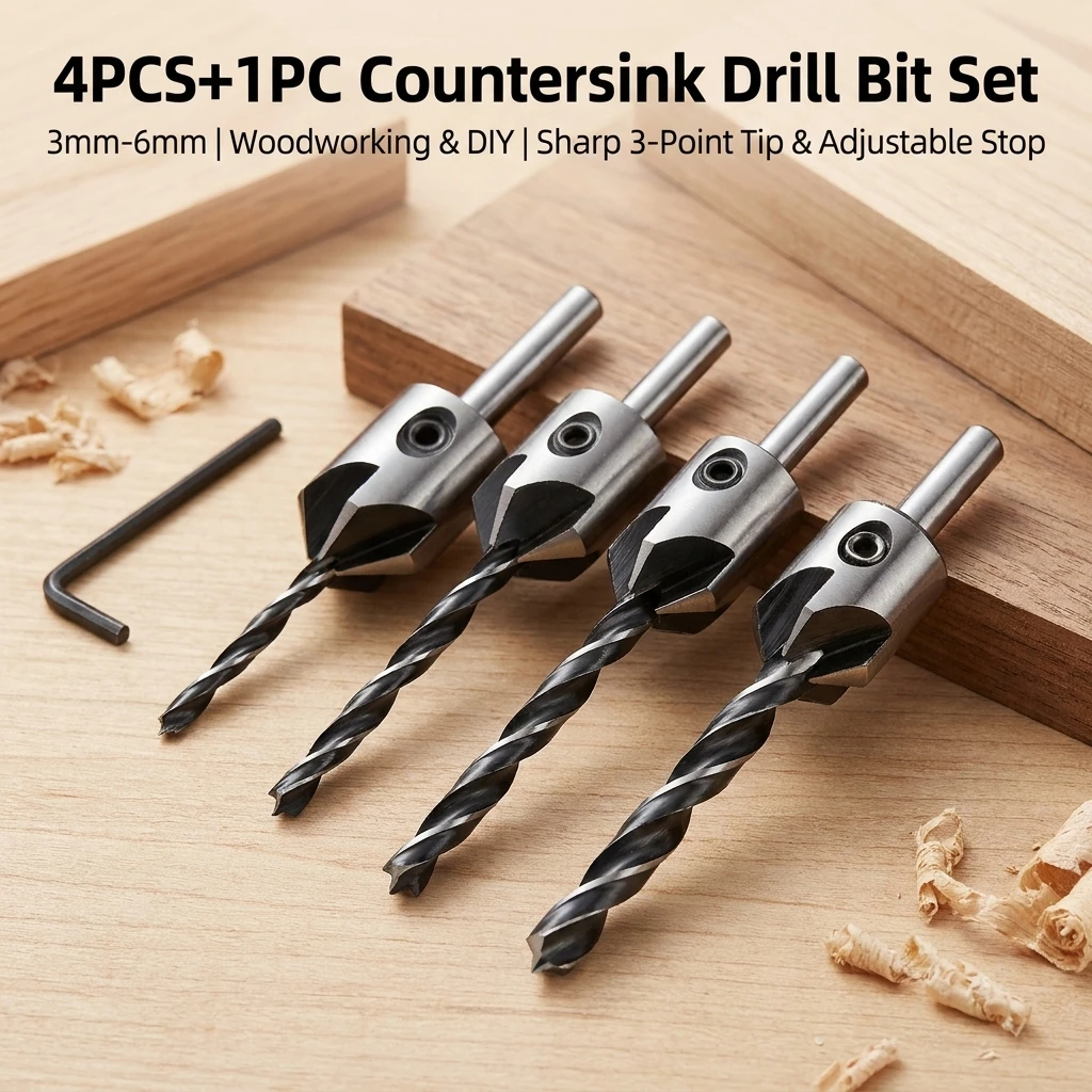 AliExpress 4-Piece Three-Pointed Counterbore Drill Bit Set, view 2
