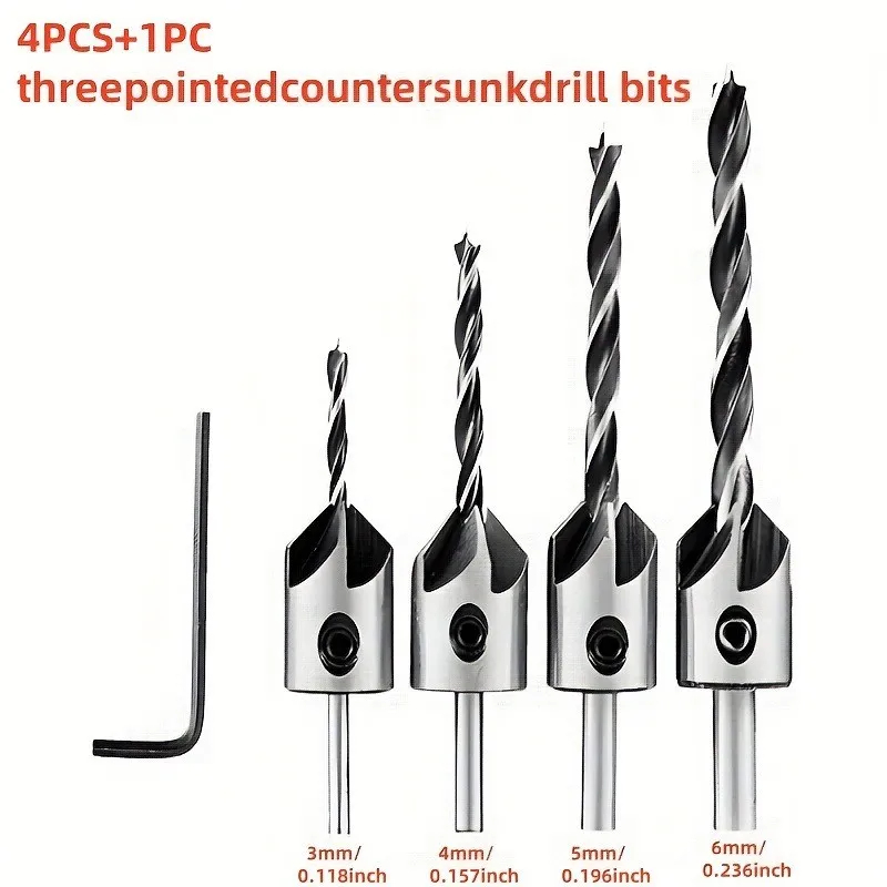 AliExpress 4-Piece Three-Pointed Counterbore Drill Bit Set, view 4