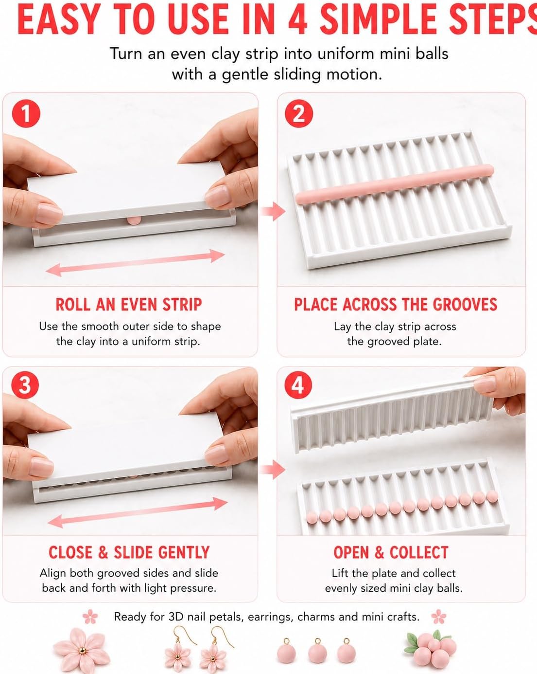 AliExpress 4PCS 3D Print Clay Gel Ball Maker Tool, Nail Art Bead Roller for 3D Gel Flowers | Polymer Clay Roller 2mm 3mm 4mm 5mm, view 6