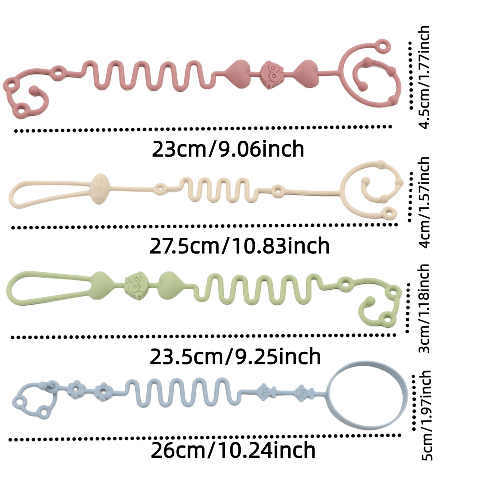 AliExpress 4pcs Adjustable Silicone Pacifier Chain, Teether Toys, Suitable for High Chair, Crib, Baby Gifts,beige, view 2