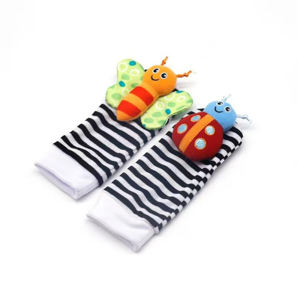 AliExpress 4pcs Baby Rattle Toys Cute Stuffed Animals Wrist Rattle Foot Finder Socks 0~24 Months for Infant Boy Girl Newborn Gift, view 4
