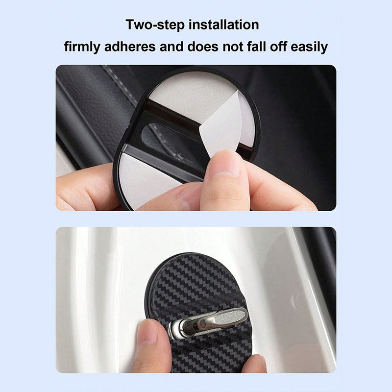 AliExpress 4PCS Carbon Fiber Car Door Lock Cover Universal Anti Rust Waterproof Protector Noise Reduction Auto Trim Stickers Accessories, view 4