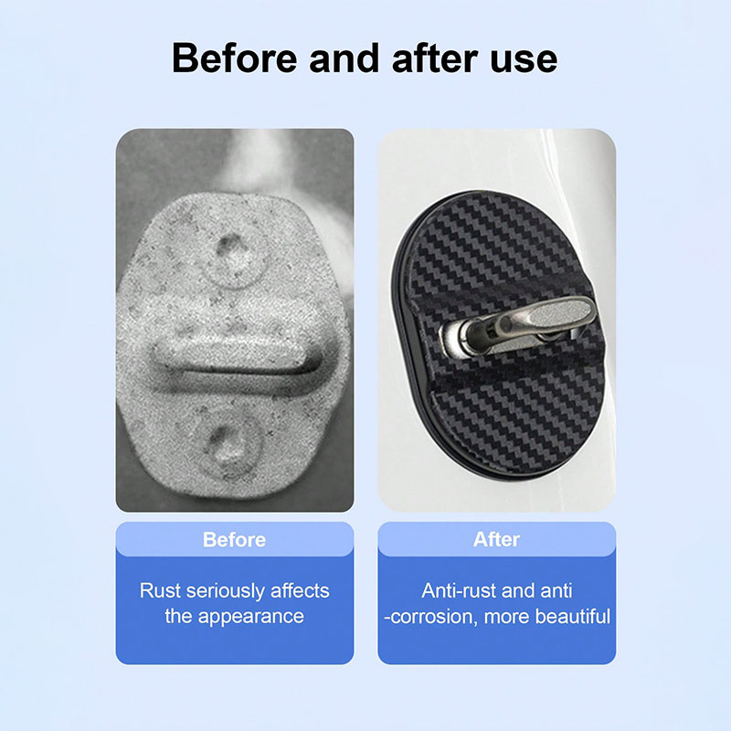 AliExpress 4PCS Carbon Fiber Car Door Lock Cover Universal Anti Rust Waterproof Protector Noise Reduction Auto Trim Stickers Accessories, view 5
