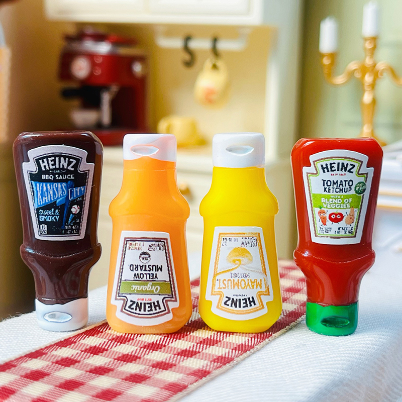 AliExpress 4Pcs Dollhouse Miniature Strawberry Sauce Jam Jar Kitchen Food Accessories For Dolls House Decorations Kids Toys Gift, view 3