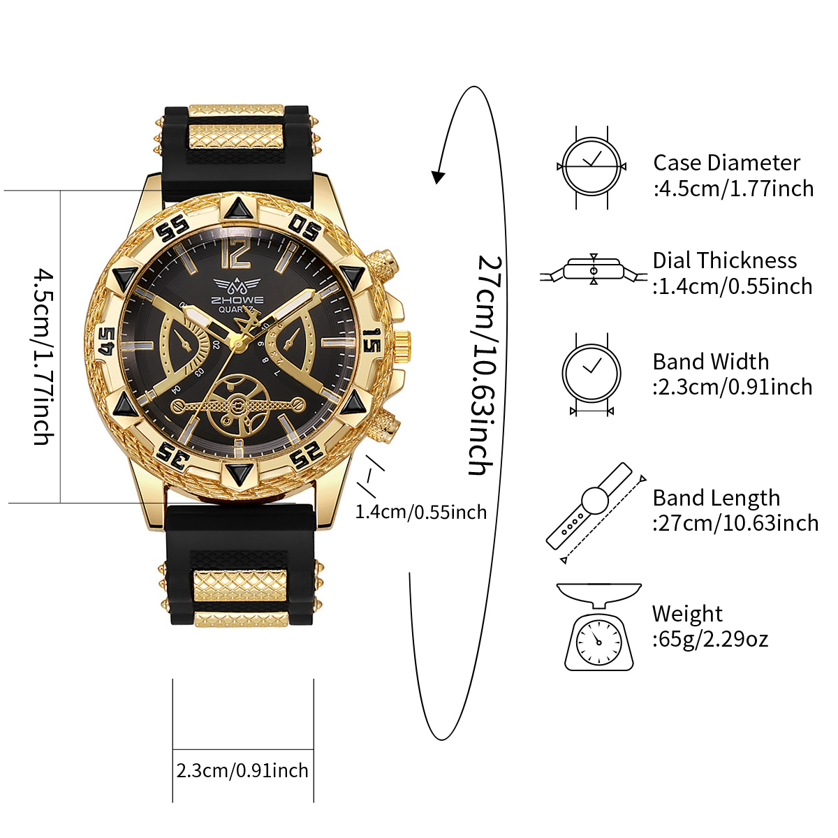 AliExpress 4PCS Fashion Arabic Dial Men Business Quartz Watch CasuSilicone Strap Wristwatch With Necklace Set Reloj Hombre (Without Box), view 6