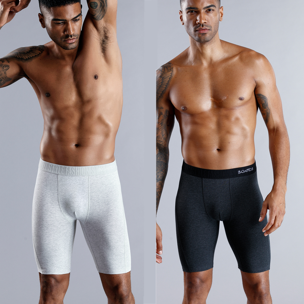AliExpress 4pcs Long Boxers for Men Underwear Plus Size Men's Panties Sexy Long Leg Underpants Cotton Mens Boxer Shorts Fashion Male Trunk, view 3