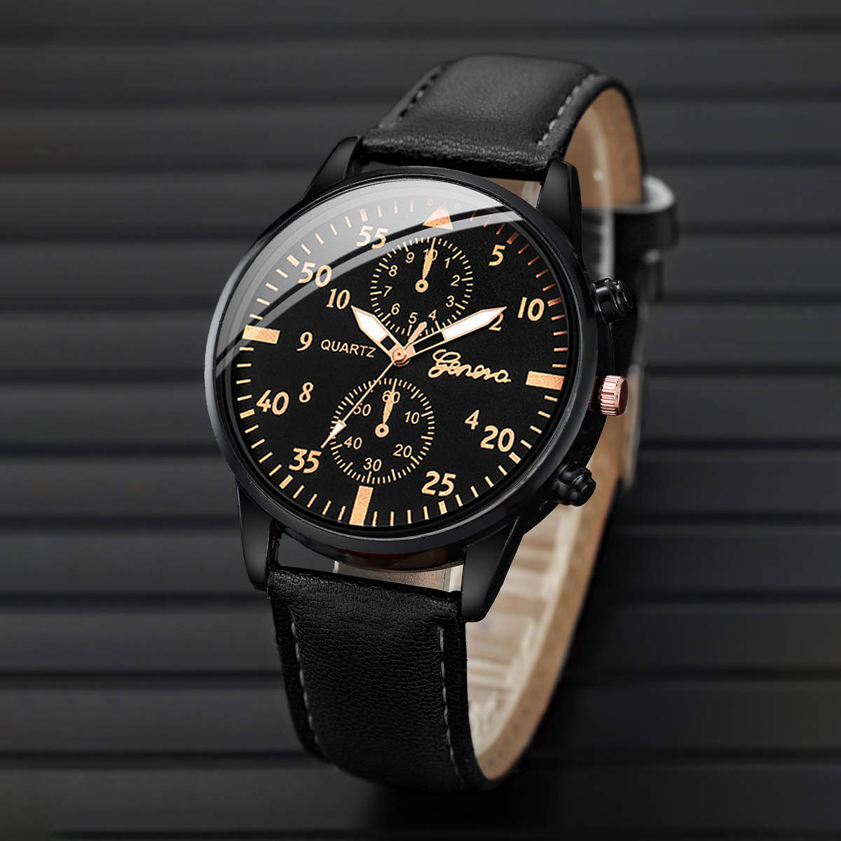 AliExpress 4-Piece Men's Leather Band Quartz Watch Set, view 4