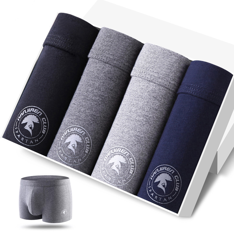 AliExpress 4pcs Men's Panties Sexy Shorts Cotton Underwear Male Breathable Boxers Solid Boxershorts Brand Underpants, view 2