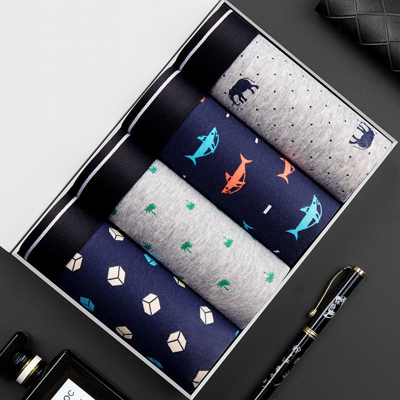 AliExpress 4pcs Men's Panties Sexy Shorts Cotton Underwear Male Breathable Boxers Solid Boxershorts Brand Underpants, view 3