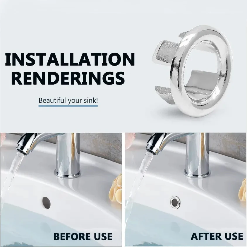 AliExpress Chrome Basin Sink Overflow Cover Rings (4-Pack), view 5