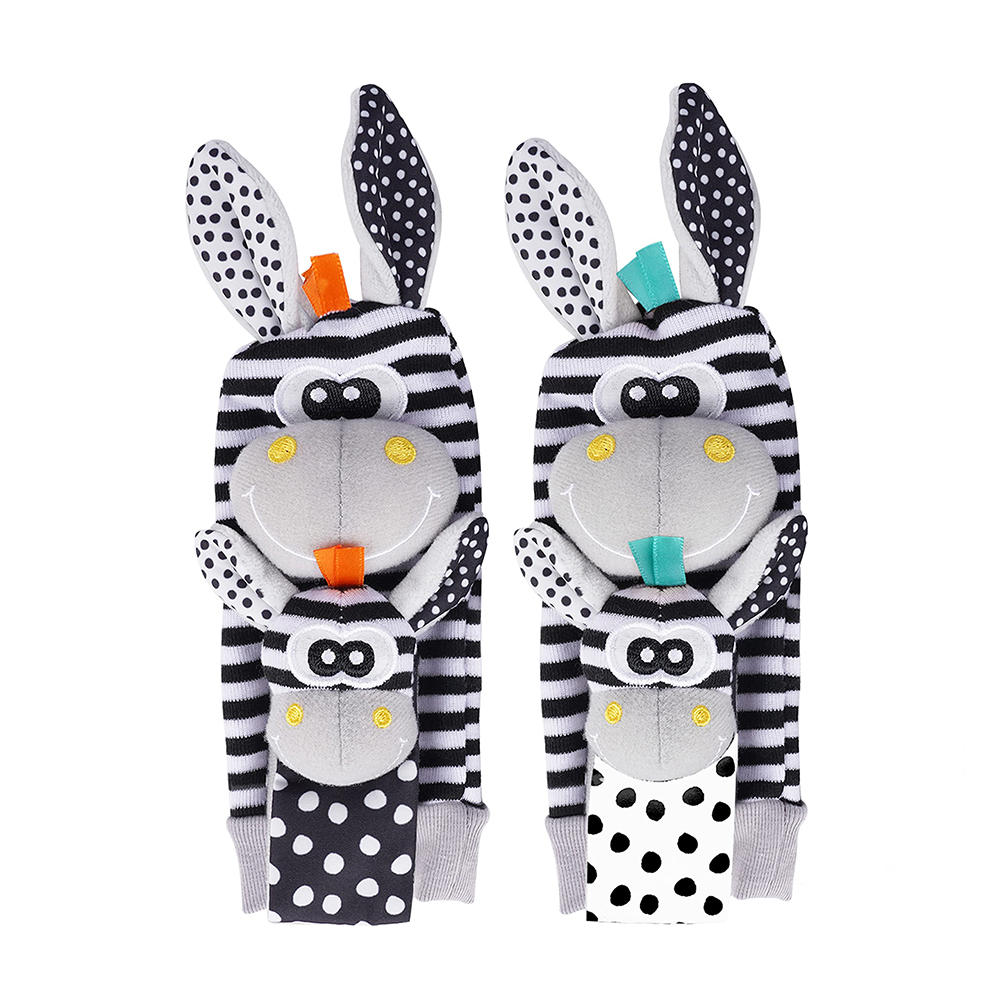 AliExpress 4PCS/SET Baby Rattle Toys Cute Stuffed Animals Wrist Rattle Foot Finder Socks 0~12 Months For Infant Boy Girl Newborn Gift, view 6