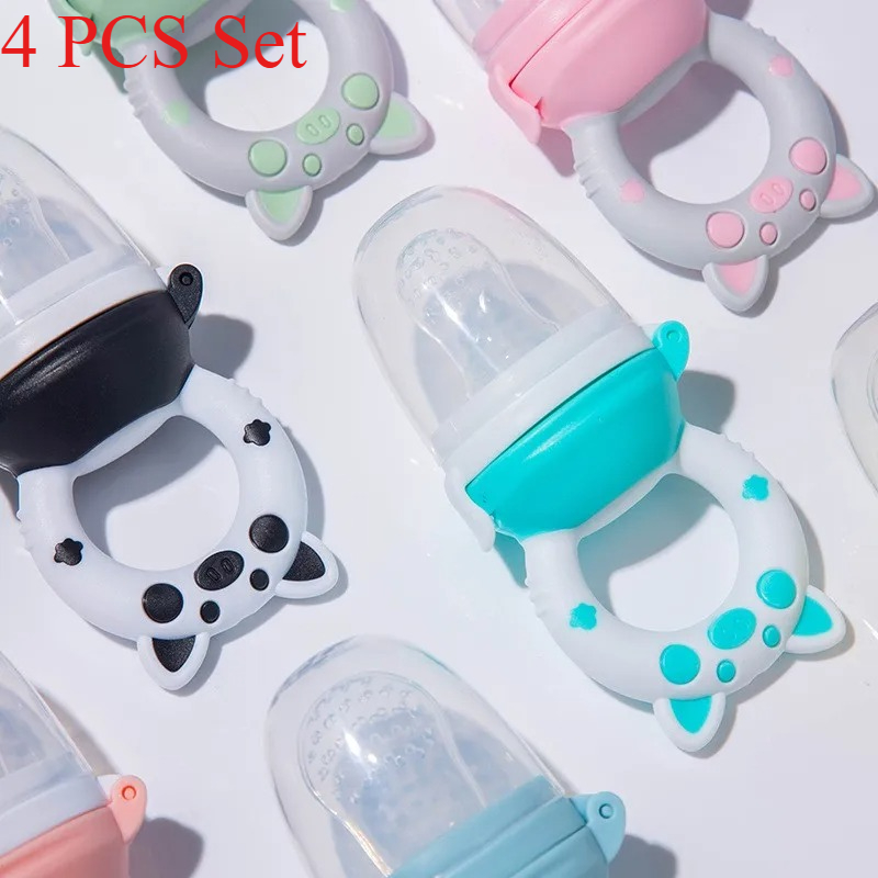 AliExpress 4pcs/set Silicone Fruit & Vegetable Feeder for Infants and Toddlers 6-36 months Food Grade Teething & Feeding Pacifier