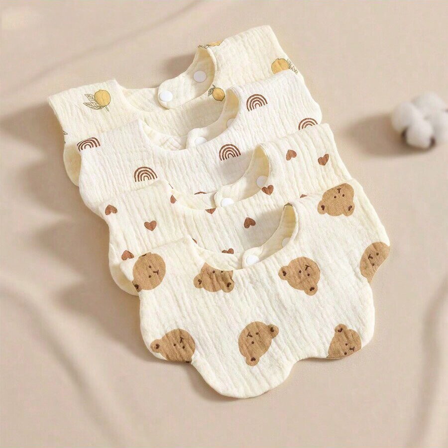 AliExpress 4Pcs Ultra-Soft and Comfortable Baby Bibs, Suitable for Ages 0-3, with Snap Button Design, Washable-Machine Washable, Newborn Gauze Drool Bibs-Waterproof Spit-Up Bibs for Babies, Ultra-Soft Autumn and Winter Bibs, Perfect Baby Shower Gift.