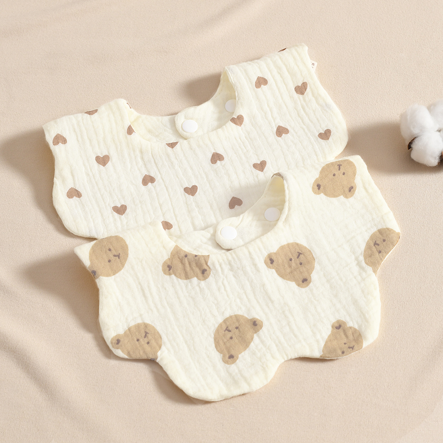AliExpress 4Pcs Ultra-Soft and Comfortable Baby Bibs, Suitable for Ages 0-3, with Snap Button Design, Washable-Machine Washable, Newborn Gauze Drool Bibs-Waterproof Spit-Up Bibs for Babies, Ultra-Soft Autumn and Winter Bibs, Perfect Baby Shower Gift., view 2