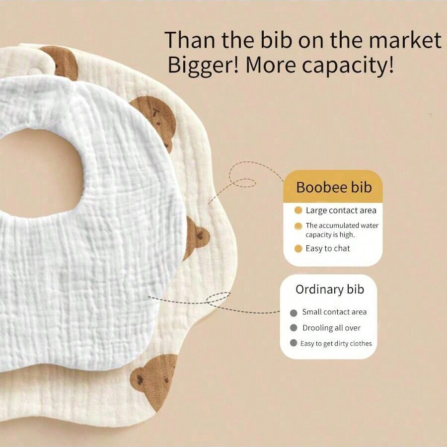 AliExpress 4Pcs Ultra-Soft and Comfortable Baby Bibs, Suitable for Ages 0-3, with Snap Button Design, Washable-Machine Washable, Newborn Gauze Drool Bibs-Waterproof Spit-Up Bibs for Babies, Ultra-Soft Autumn and Winter Bibs, Perfect Baby Shower Gift., view 6