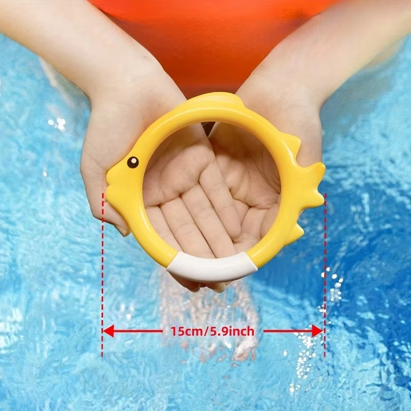 AliExpress 4Pcs Underwater Swim Training Gear With Fish-Shaped Retrieval Rings Diving Rings Set Floatable PVC Pool Toys For Adults/Kids, view 4
