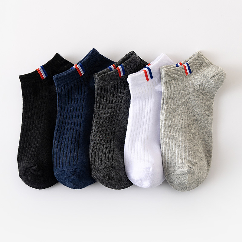 AliExpress 5/10/20 Pairs Of Thin Summer Blending Boat Socks Plain Color Mens Casual Socks Breathable Sweat Absorbing Calibration Socks, view 2