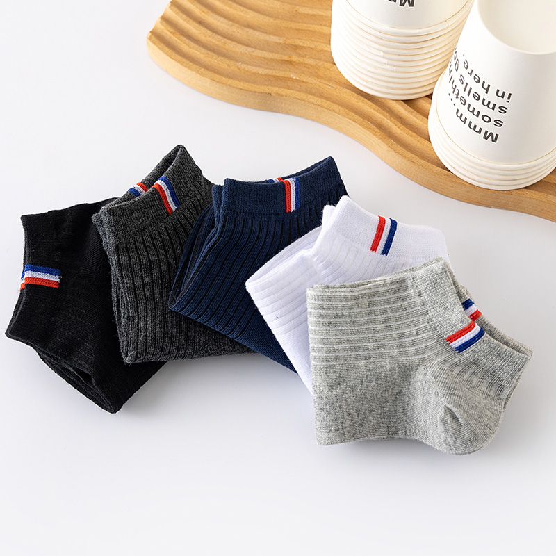 AliExpress 5/10/20 Pairs Of Thin Summer Blending Boat Socks Plain Color Mens Casual Socks Breathable Sweat Absorbing Calibration Socks, view 6