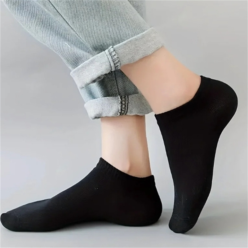 AliExpress 5/10/20 Pairs White Casual Breathable Socks Boat Socks For Women Men Invisible Low Cut Silicone Non-slip No-show Ankle Socks, view 4