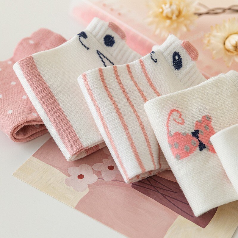 AliExpress 5/10/20 Pairs Women's Short Tube Socks Pink Cat Thin Four Seasons Cute Boat Sockslow Top Ins Trendy Socks, view 3