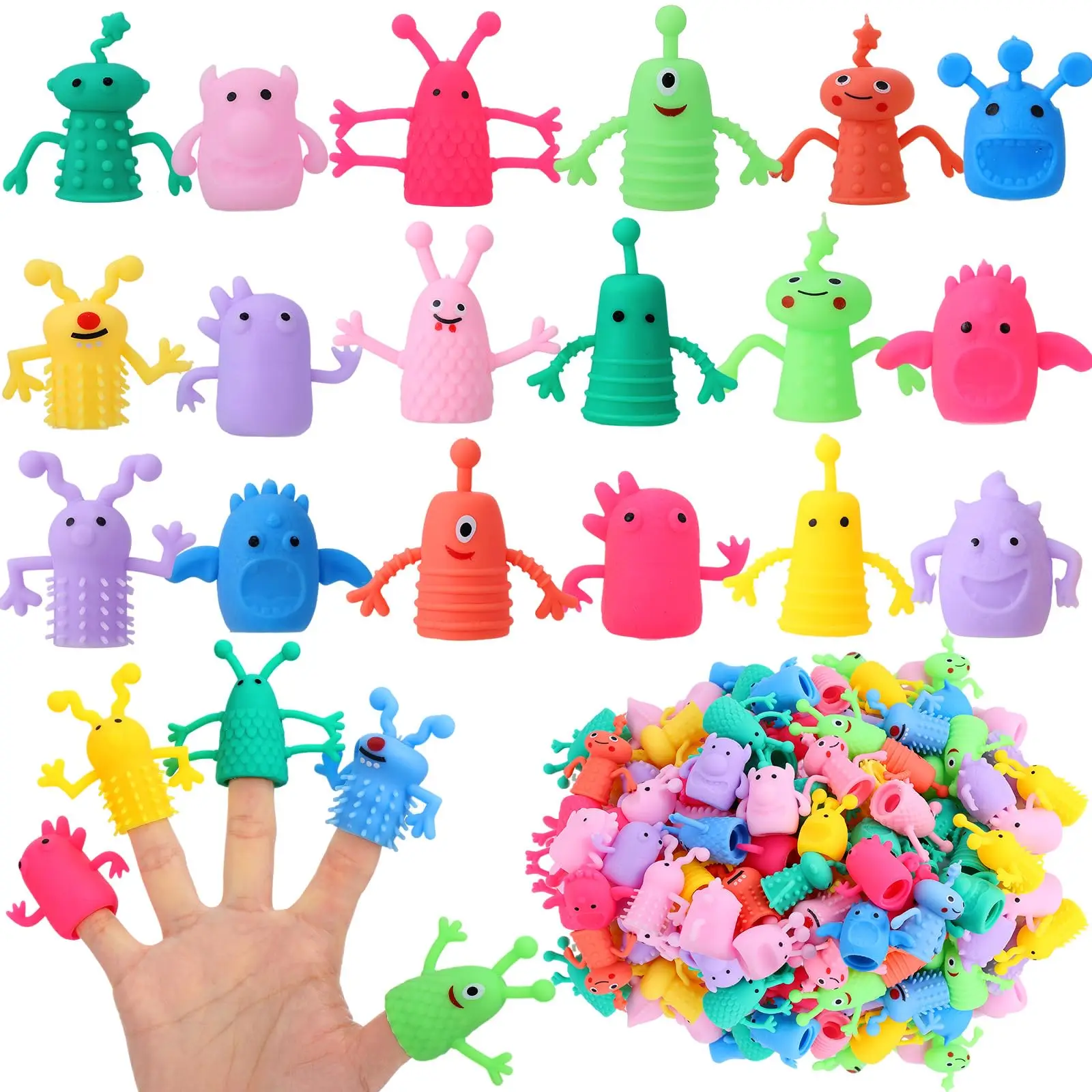 AliExpress 5/10/20PCS Cute Monster Finger Topper Toys Soft Rubber Stretchy Fidget for Birthday Party Favors Guests Gifts Goodies Toys