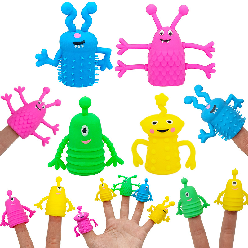AliExpress 5/10/20PCS Cute Monster Finger Topper Toys Soft Rubber Stretchy Fidget for Birthday Party Favors Guests Gifts Goodies Toys, view 2