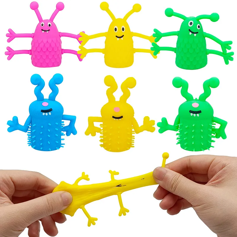 AliExpress 5/10/20PCS Cute Monster Finger Topper Toys Soft Rubber Stretchy Fidget for Birthday Party Favors Guests Gifts Goodies Toys, view 3
