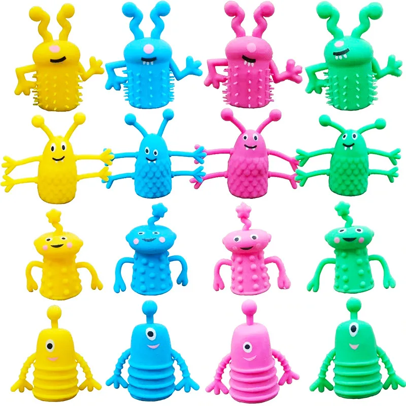 AliExpress 5/10/20PCS Cute Monster Finger Topper Toys Soft Rubber Stretchy Fidget for Birthday Party Favors Guests Gifts Goodies Toys, view 4