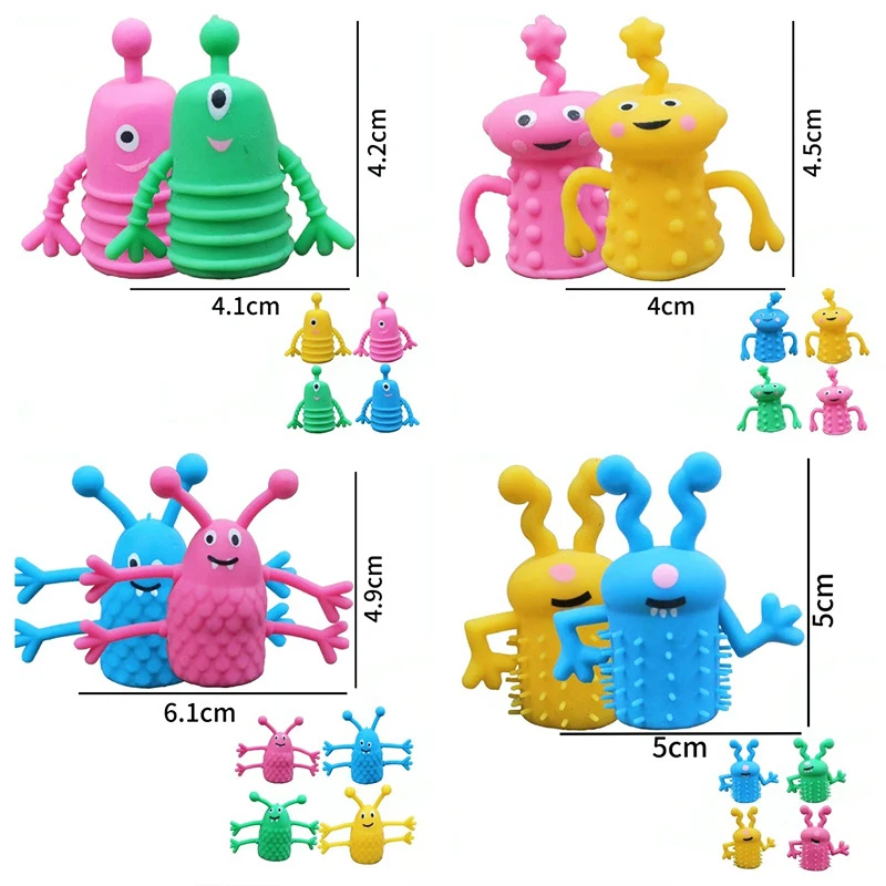 AliExpress 5/10/20PCS Cute Monster Finger Topper Toys Soft Rubber Stretchy Fidget for Birthday Party Favors Guests Gifts Goodies Toys, view 5