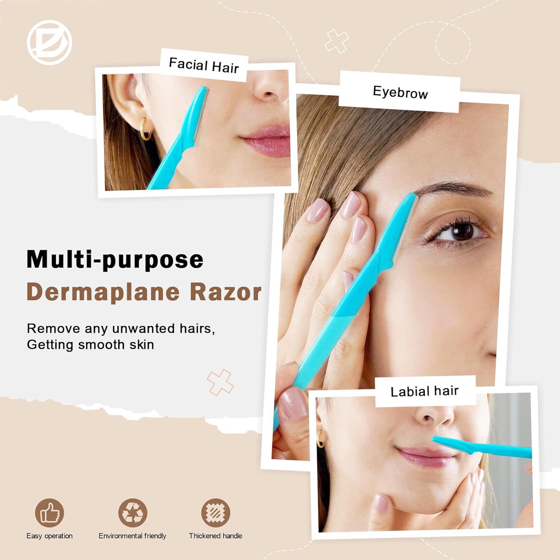 AliExpress Eyebrow and Face Razors with Covers for Women and Men, view 3