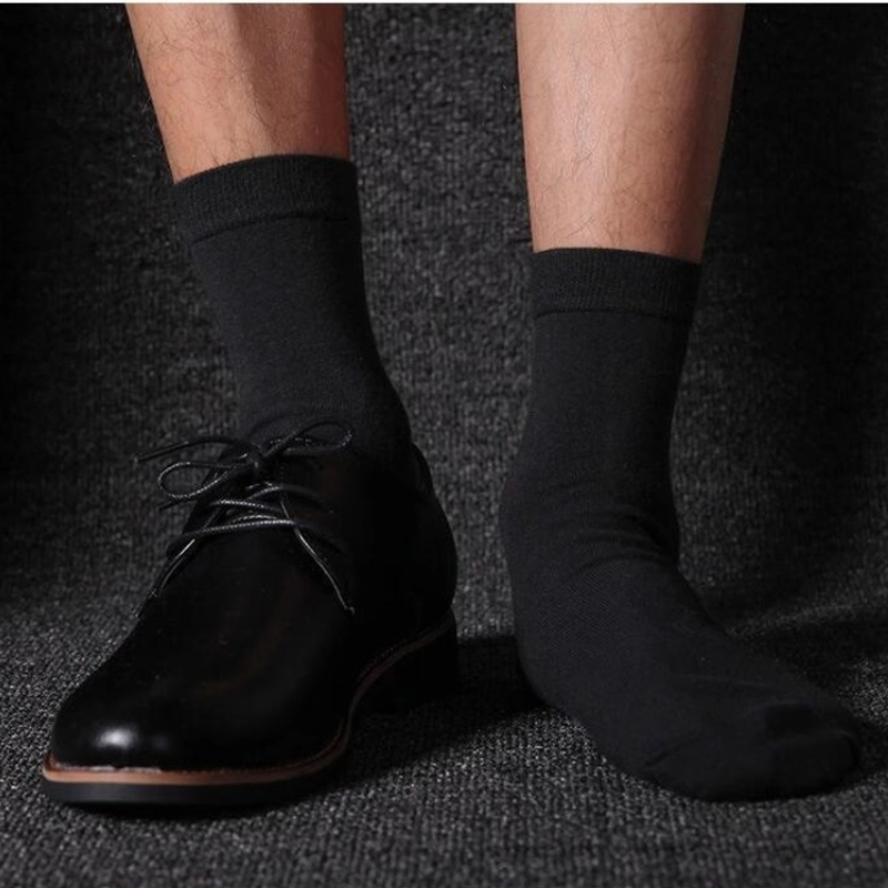 AliExpress 5/10 Pairs High Quality Men‘s Socks Cotton Casual Business Middle Black Breathable Male Crew Socks Dress Gifts Socks Size 38-44, view 4