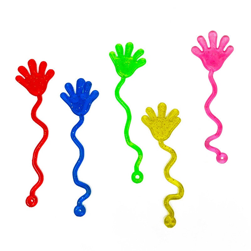 AliExpress 5-20 Pcs Funny Glitter Sticky Hands toy Palm Elastic Sticky Squishy Slap Palm Toy Novelty Gift Party Favors supplies, view 2