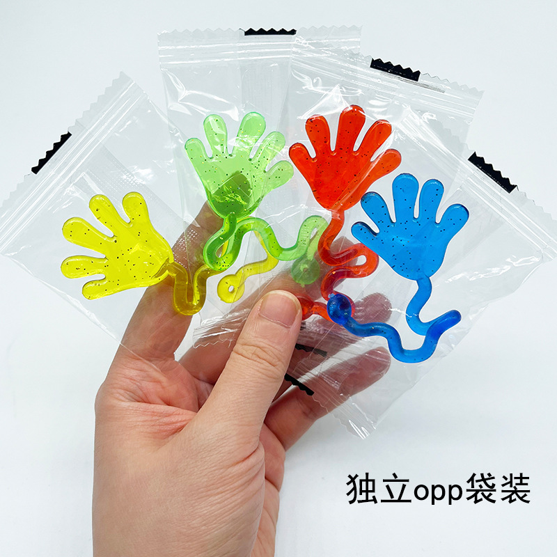 AliExpress 5-20 Pcs Funny Glitter Sticky Hands toy Palm Elastic Sticky Squishy Slap Palm Toy Novelty Gift Party Favors supplies, view 4