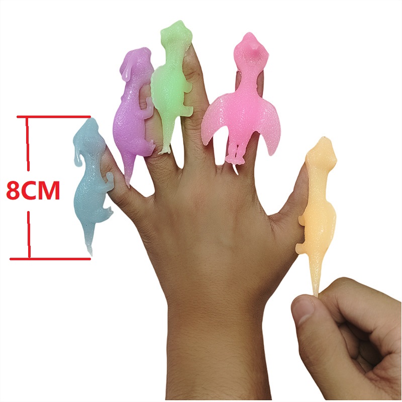 AliExpress 5-20Pcs Colorful Finger Catapult Noctilucent Dinosaur Games Birthday Shower Favor Giveaway Christmas Carnival Party Gift, view 6