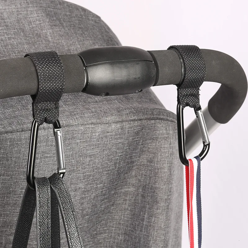 AliExpress 5/2PCs baby stroller hook clip aluminum alloy carabiner cart organizer diaper bag shopping pram hook hanger stroller accessories, view 2
