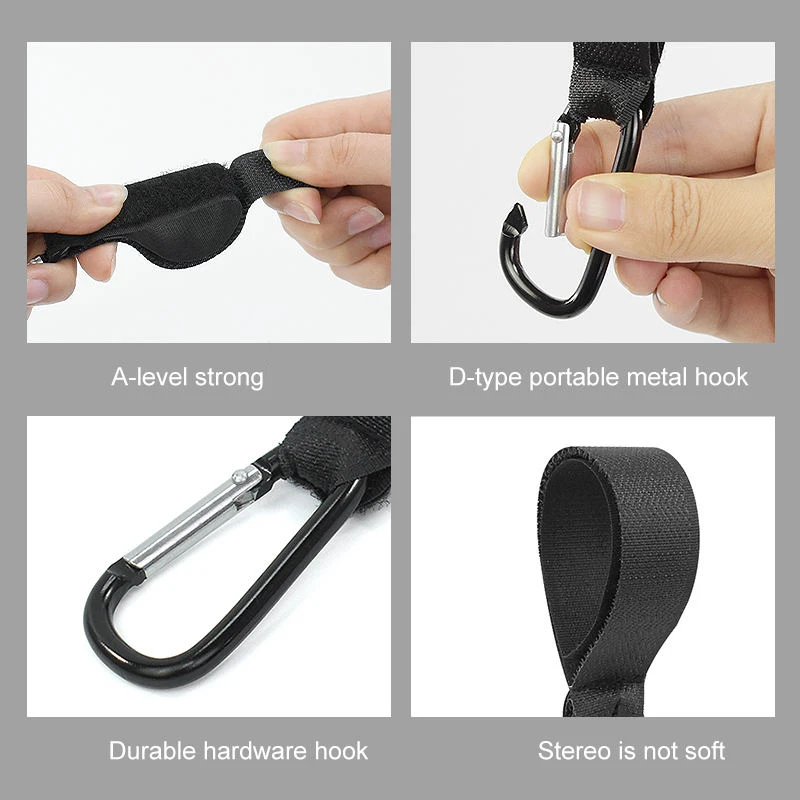 AliExpress 5/2PCs baby stroller hook clip aluminum alloy carabiner cart organizer diaper bag shopping pram hook hanger stroller accessories, view 3
