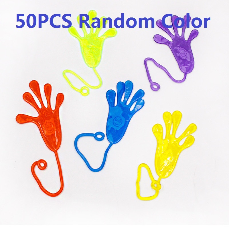 AliExpress 5-50 Pcs Funny Sticky Hands Toy Palm Elastic Sticky Squishy Slap Palm Toy Novelty Gift Party Favors Supplies