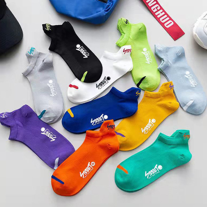 AliExpress 5/6/12 Pairs Bright Color Ankle No Show Socks Men Breathable Street Fashion Sport Deodorant Invisible Travel Running Socks, view 2