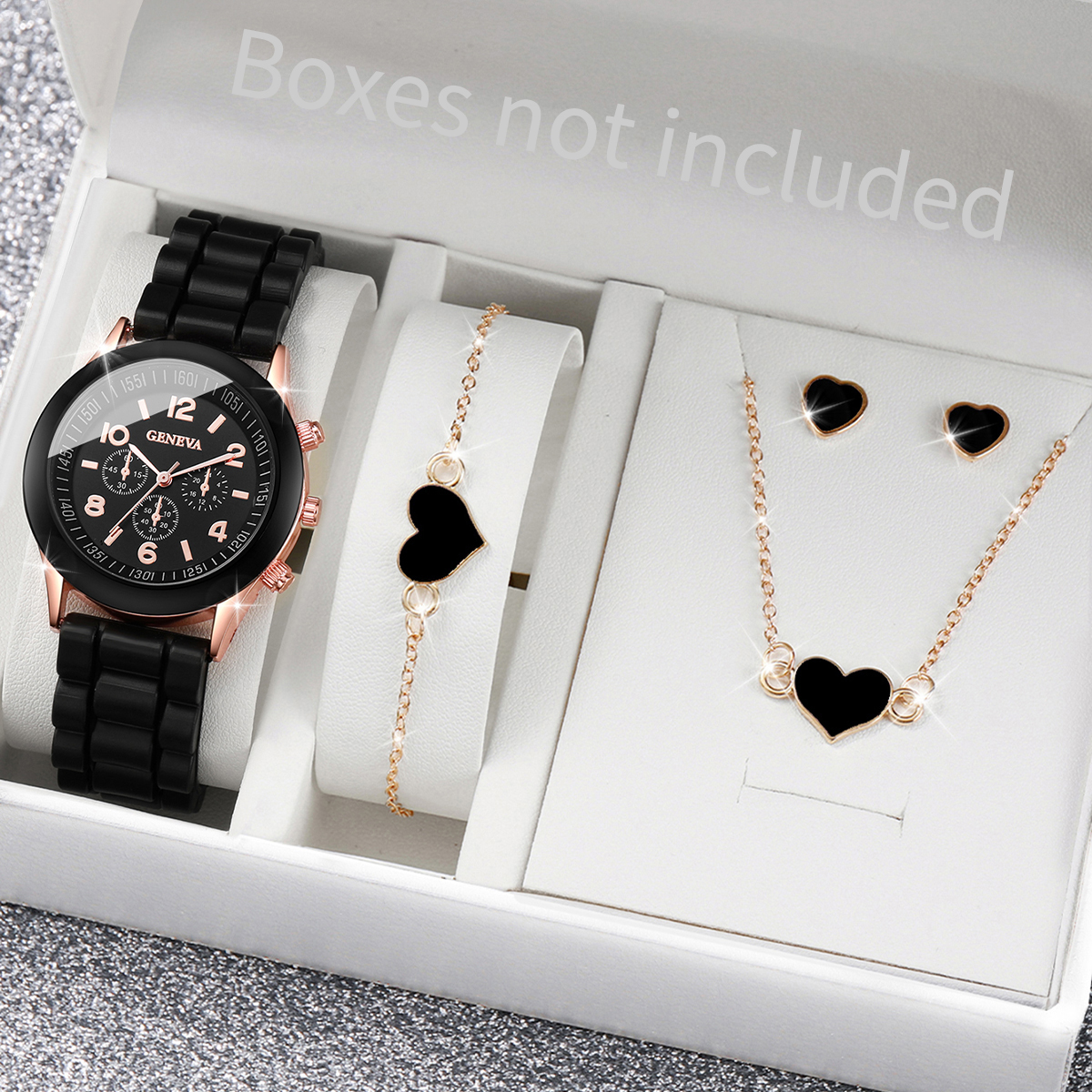 AliExpress Women's Silicone Band Quartz Watch Jewelry Set