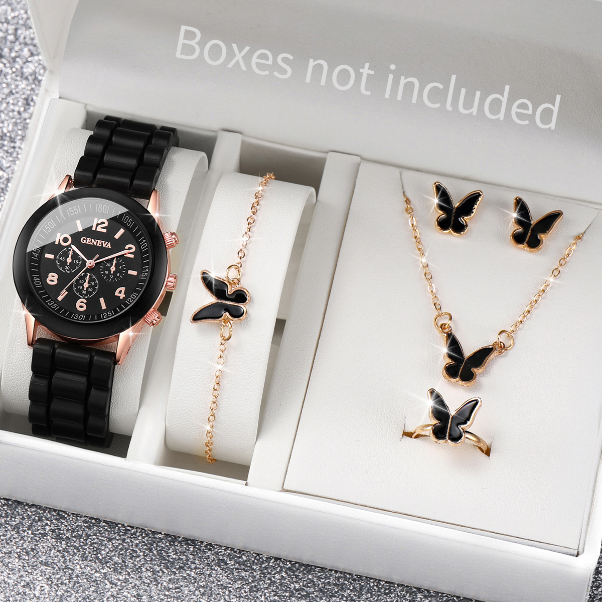 AliExpress Women's Silicone Band Quartz Watch Jewelry Set, view 3