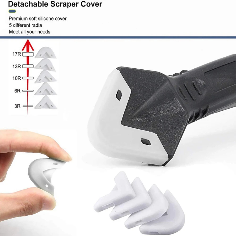 AliExpress 5 in 1 Metal Head Shovel Glue Tool Kit: Silicone Spatula, Caulk Remover, Grout Removal, Sealant Finishing & Corner Scrap, view 3