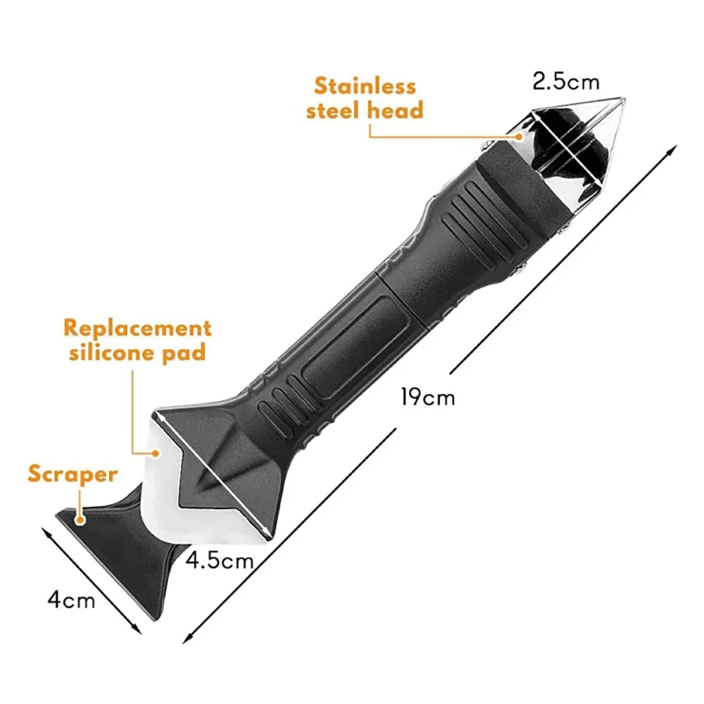 AliExpress 5 in 1 Metal Head Shovel Glue Tool Kit: Silicone Spatula, Caulk Remover, Grout Removal, Sealant Finishing & Corner Scrap, view 5