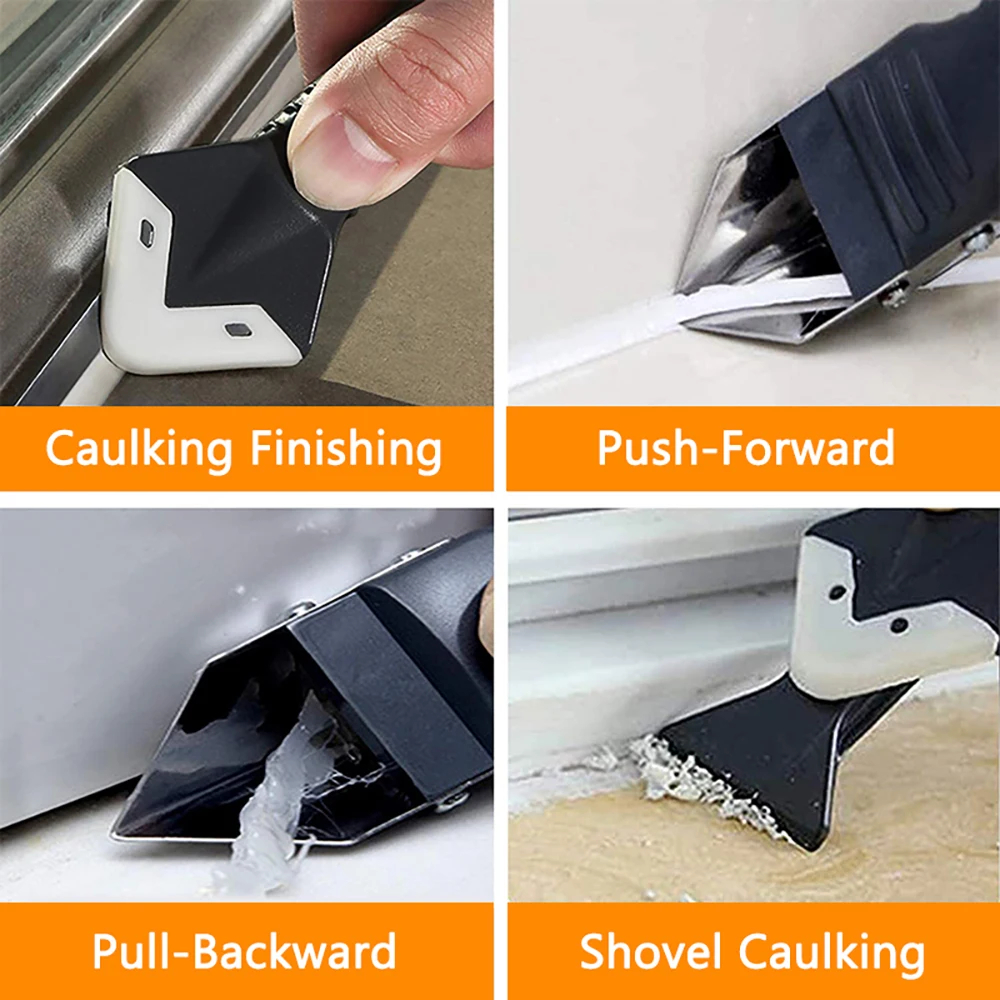 AliExpress 5 in 1 Metal Head Shovel Glue Tool Kit: Silicone Spatula, Caulk Remover, Grout Removal, Sealant Finishing & Corner Scrap, view 6