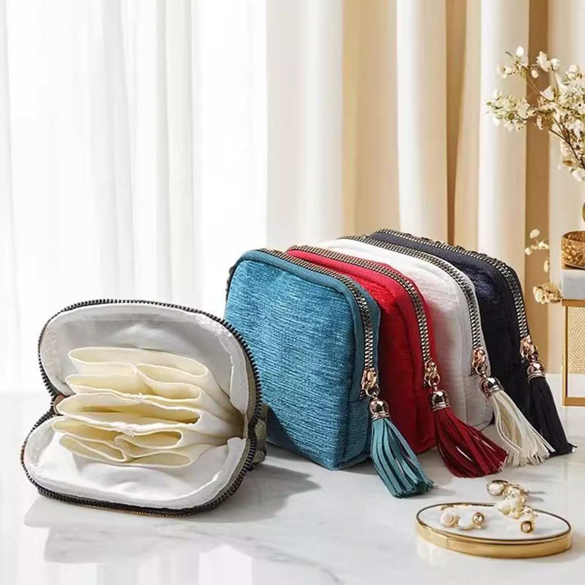 AliExpress 5-Layer Velvet Travel Jewelry Storage Bag, view 3