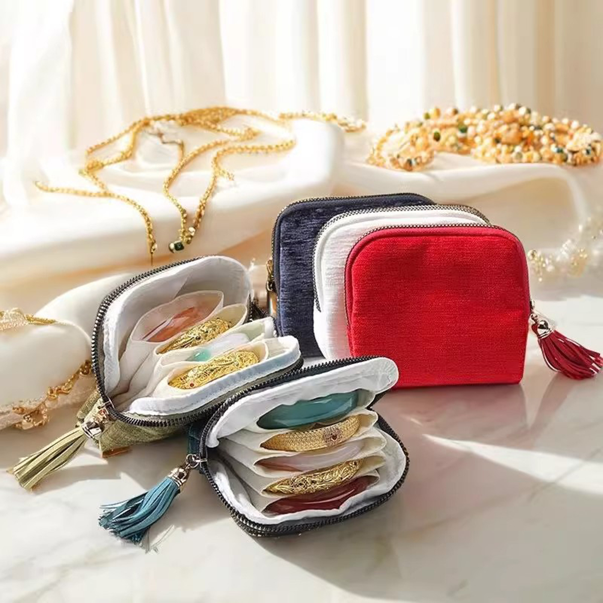 AliExpress 5-Layer Velvet Travel Jewelry Storage Bag, view 5