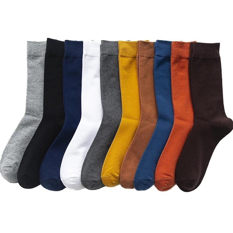 AliExpress 5 Pairs High Quality Spring Autumn Men's Cotton Socks Size38-45 Long Socks For Men Dress Socks Male Gifts Business Casual Sox