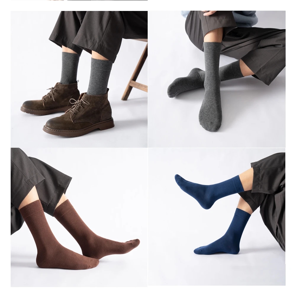 AliExpress 5 Pairs High Quality Spring Autumn Men's Cotton Socks Size38-45 Long Socks For Men Dress Socks Male Gifts Business Casual Sox, view 5