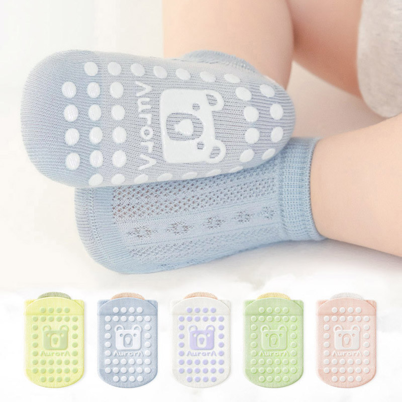 AliExpress 5 Pairs Kids Non-Slip Socks Cute Cartoon Bear Pattern Children Boys Girls Baby Toddler Floor Socks Comfortable Breathable