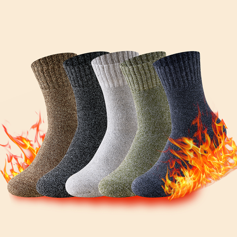 AliExpress 5 Pairs Man Winter Warm Socks Man's Outdoor Long Socks Cold Resistant Frost Proof Snow Socks Men's Thick Floor Socks Towel Socks