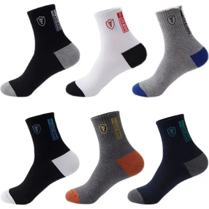 AliExpress 5 Pairs Men’s Breathable Bamboo Fiber Sports Socks Anti-Odor Sweat-Absorbing Business Crew Stockings Suitable for All Seasons, view 5